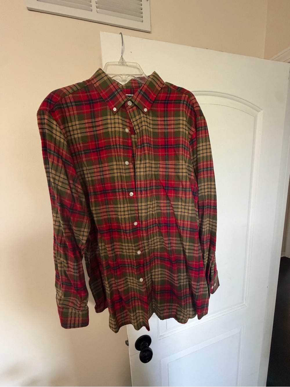 Club Room Red and Olive Plaid Button-Down Shirt